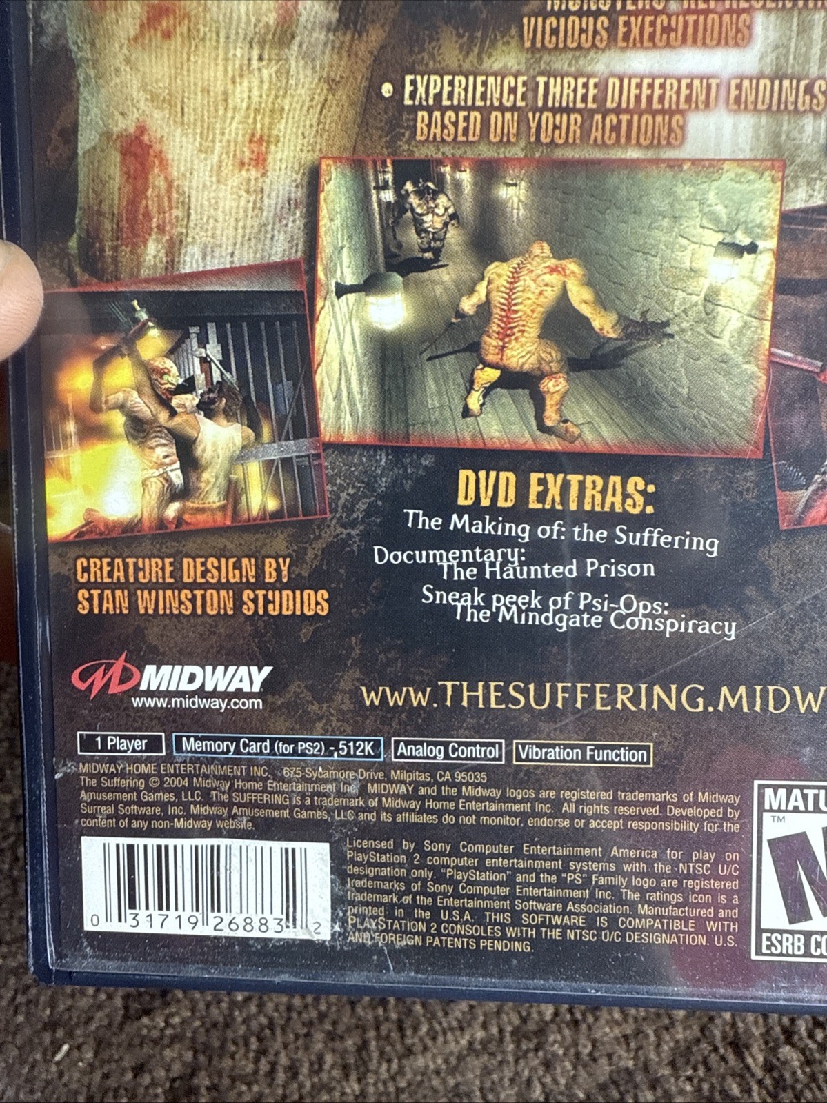 The Suffering (PS2, 2004) Complete Manual & Mint Condition Disc! PlayStation 2