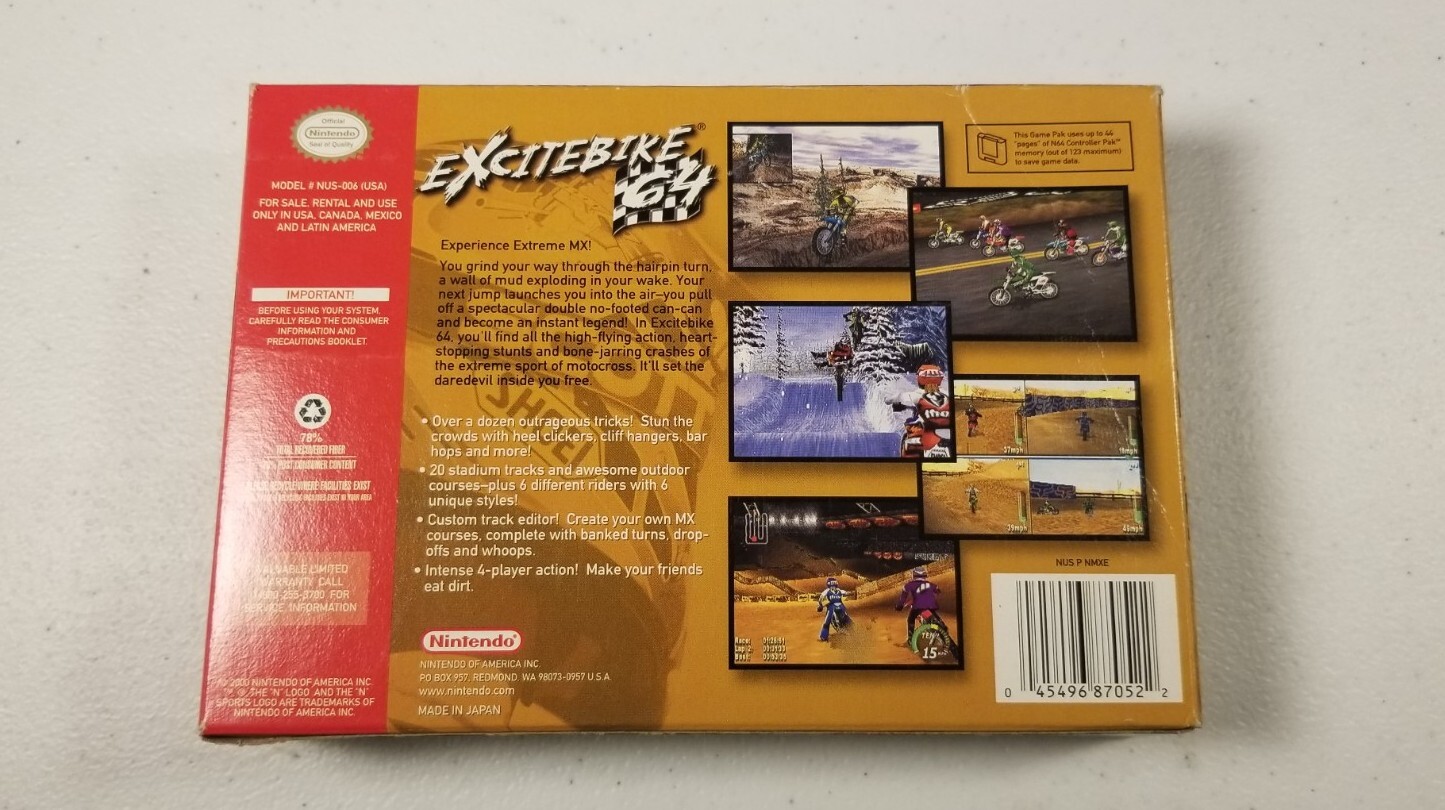 Excitebike 64 for Nintendo 64 N64 Complete In Box CIB Great Shape