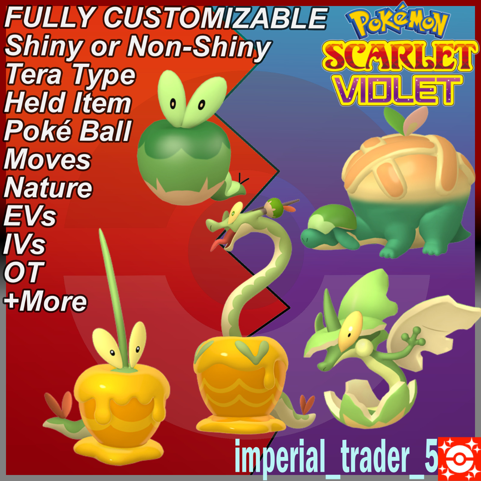 Pokémon Scarlet and Violet ✨ Shiny Applin Family ✨ Bundle 6IV Customizable