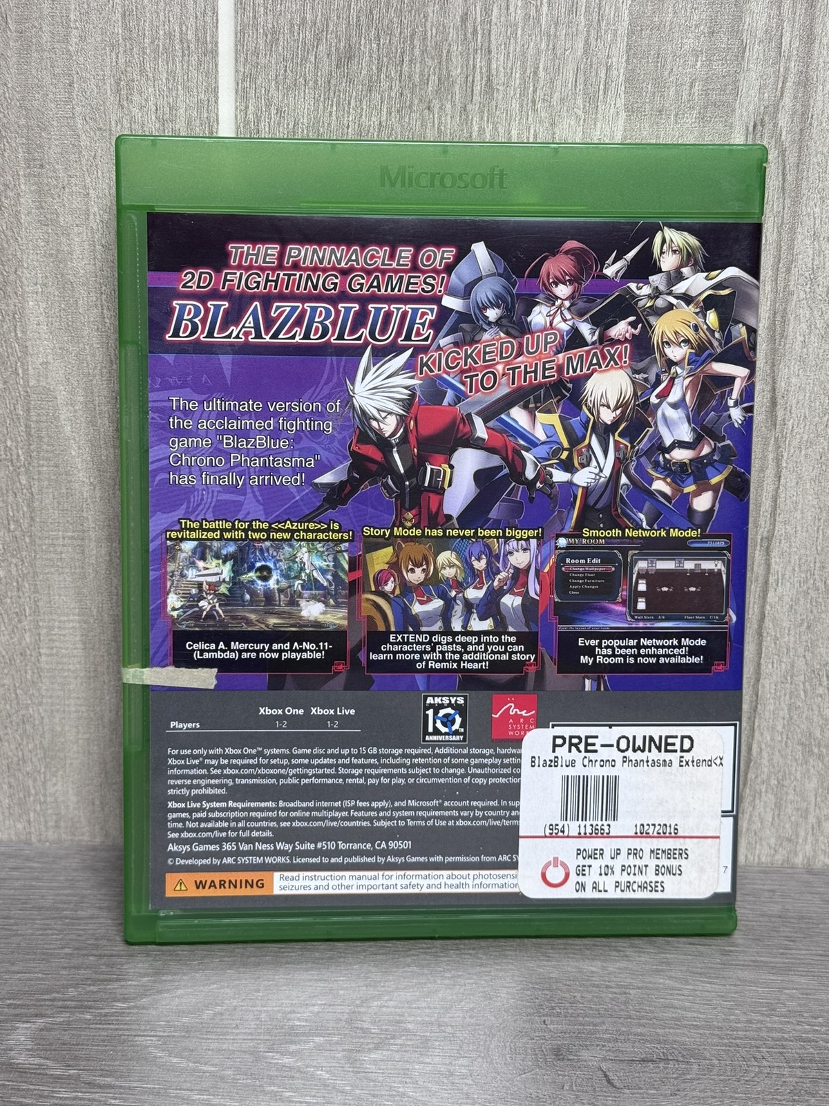 BlazBlue Chrono Phantasma Extend Xbox One XB1 Fighting Game Aksys T Teen