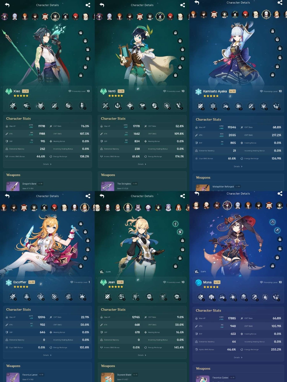 Genshin Impact ( AS ) ar 60 43 limited characters + luna team flins columbina