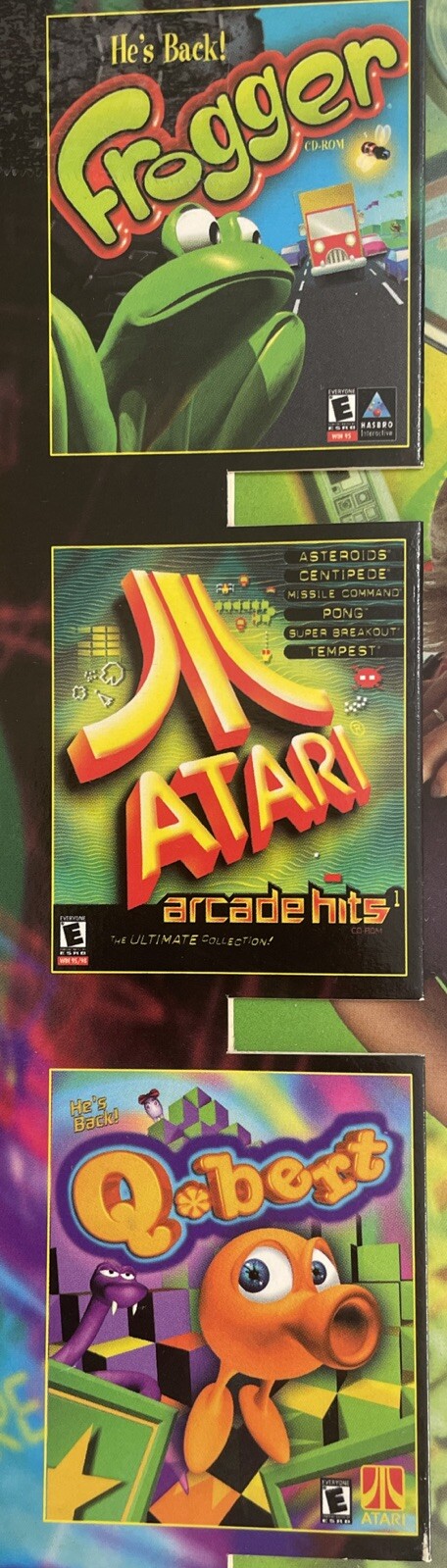 Hasbro The Action Game Room Cd Rom “Frogger-Atari Arcade Hits-Q*bert New 2000