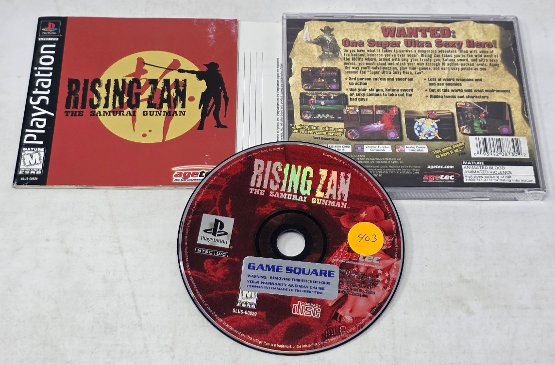 PS1 Rising Zan The Samurai Gunman *w/Manual & Registration Card*Tested*F/S*