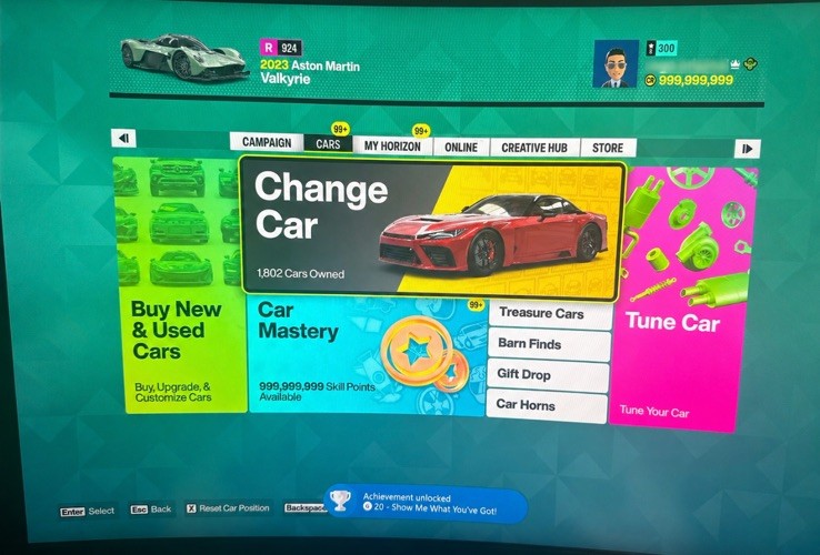 Forza Horizon 6 Full Completion | P8 Lvl 300| Max Money Skills Spins | 1799 Car