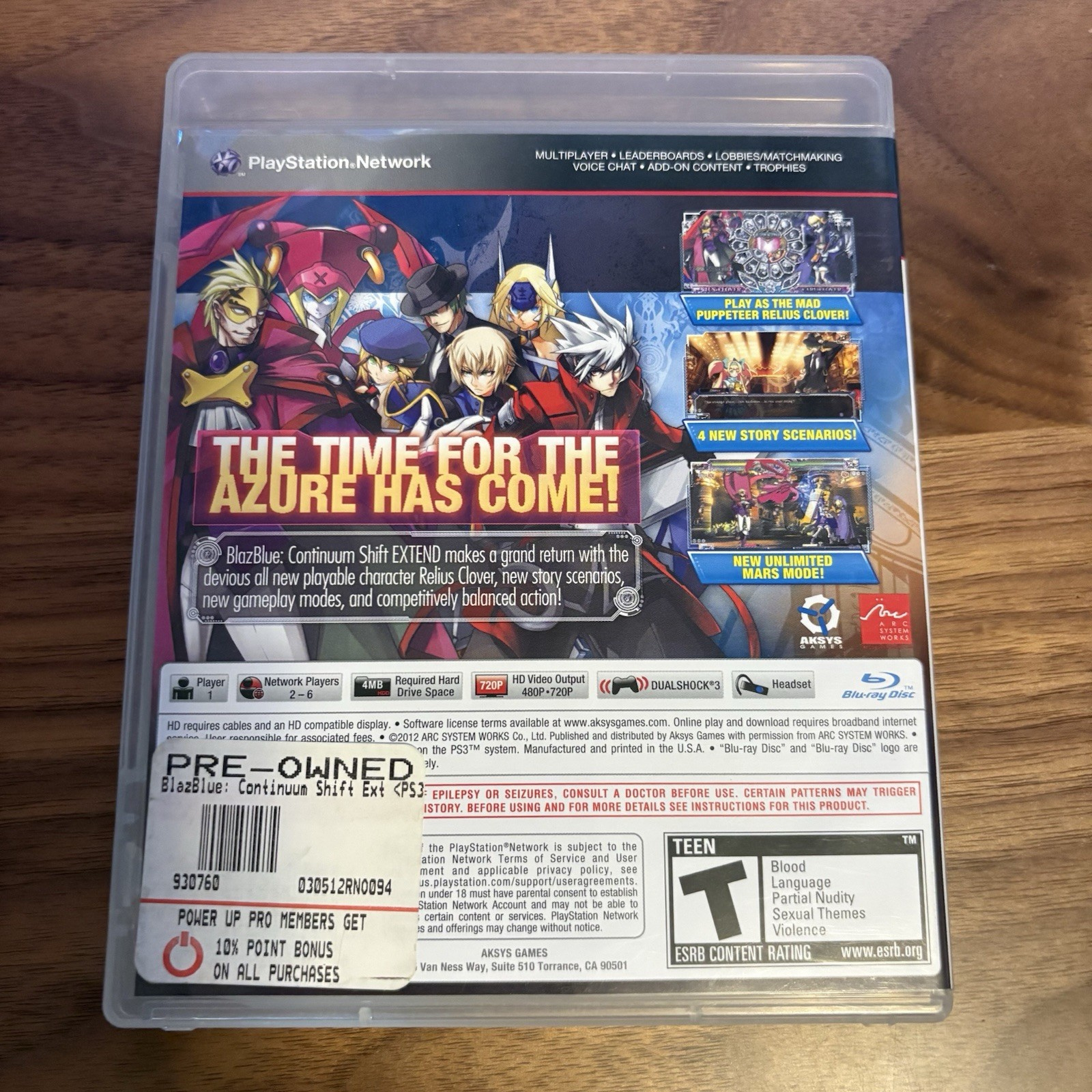 BlazBlue: Continuum Shift Extend (Sony PlayStation 3, 2012) CIB