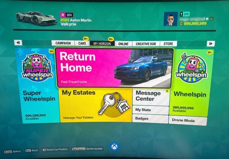 Forza Horizon 6 Full Completion | P8 Lvl 300| Max Money Skills Spins | 1799 Car