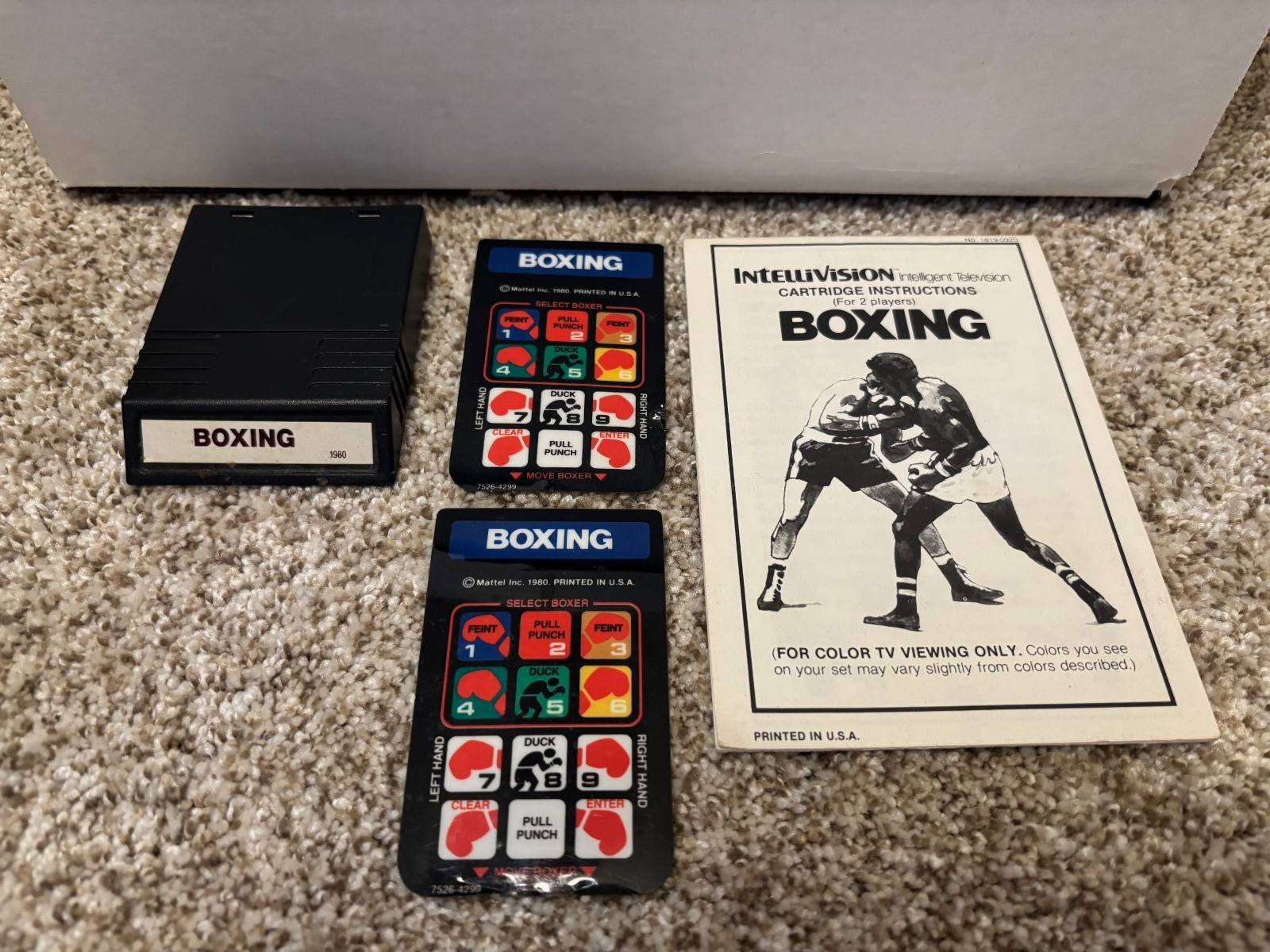 INTELLIVISION Boxing game cartridge ! W/ instructions and 2 overlays !