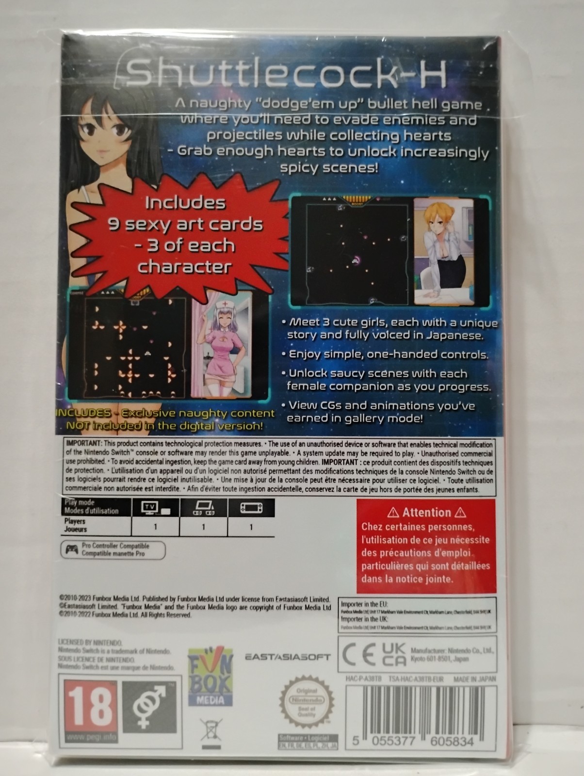 Funbox Media Shuttlecock-H Nintendo Switch Action Bullet Hell PEGI 18 PAL 2023