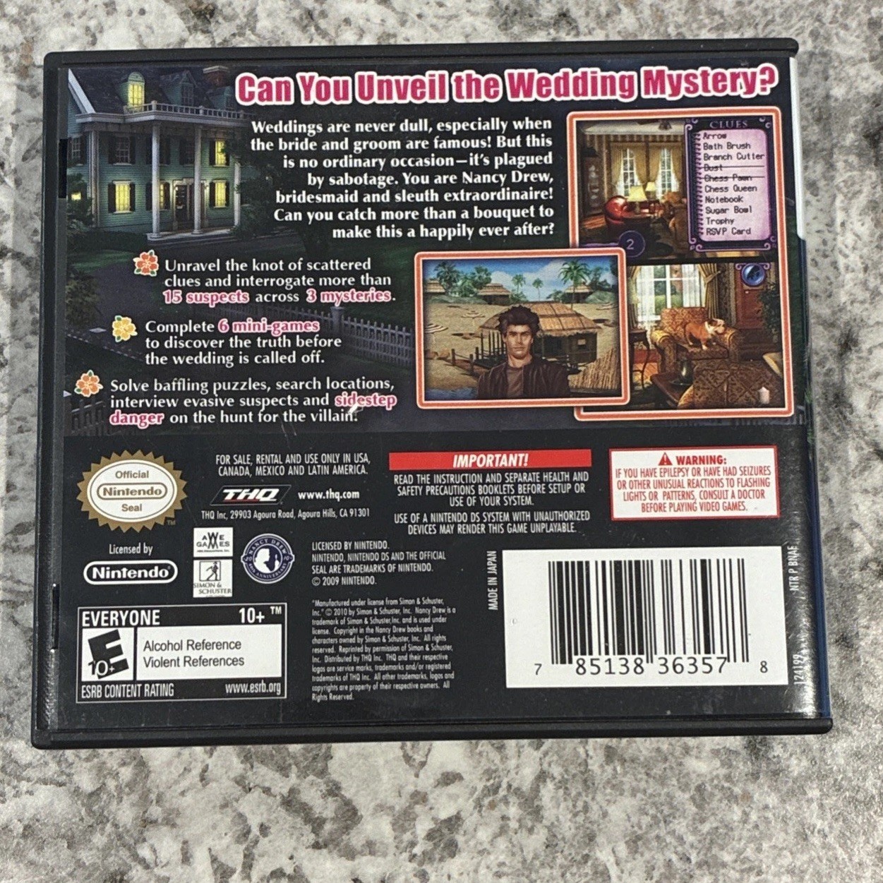 Nintendo DS – Nancy Drew Model Mysteries Video Game Case & Manual Only – No Game