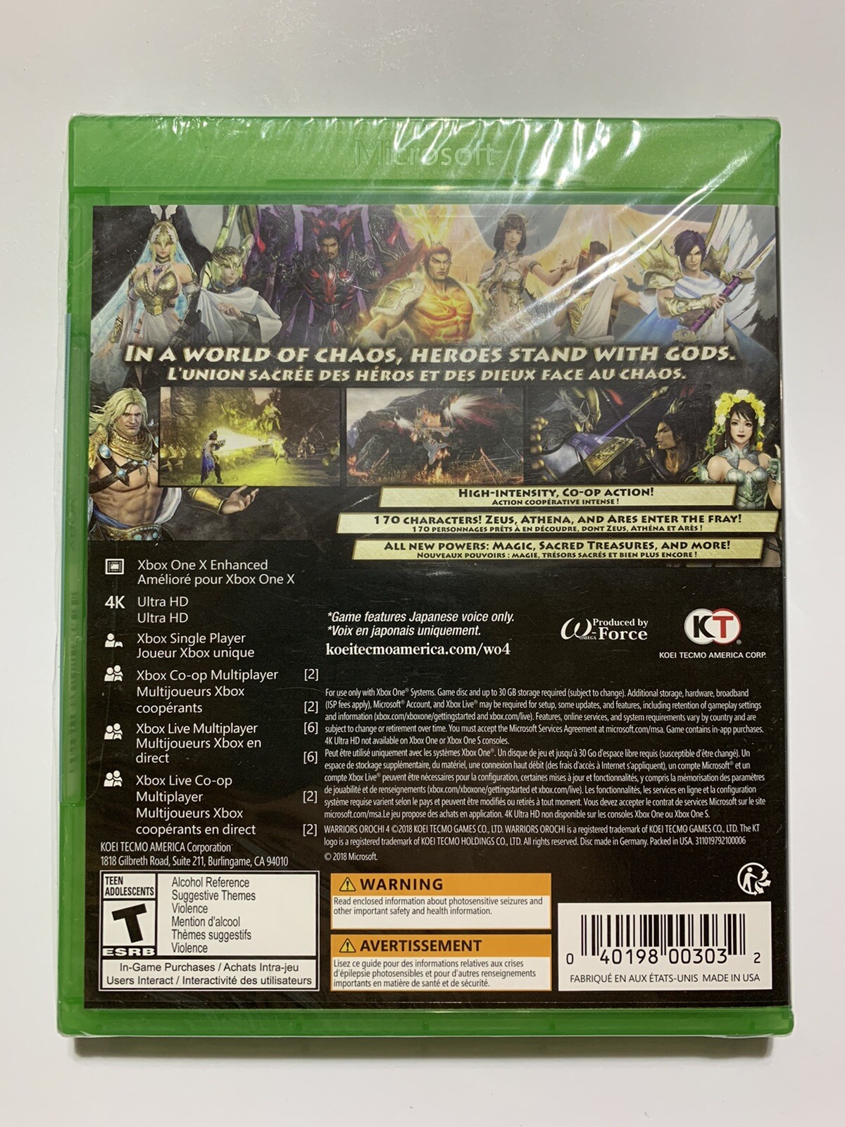 Warriors Orochi 4 Xbox One 2018 XB1 X Enhanced Hack And Slash Adventure Sealed