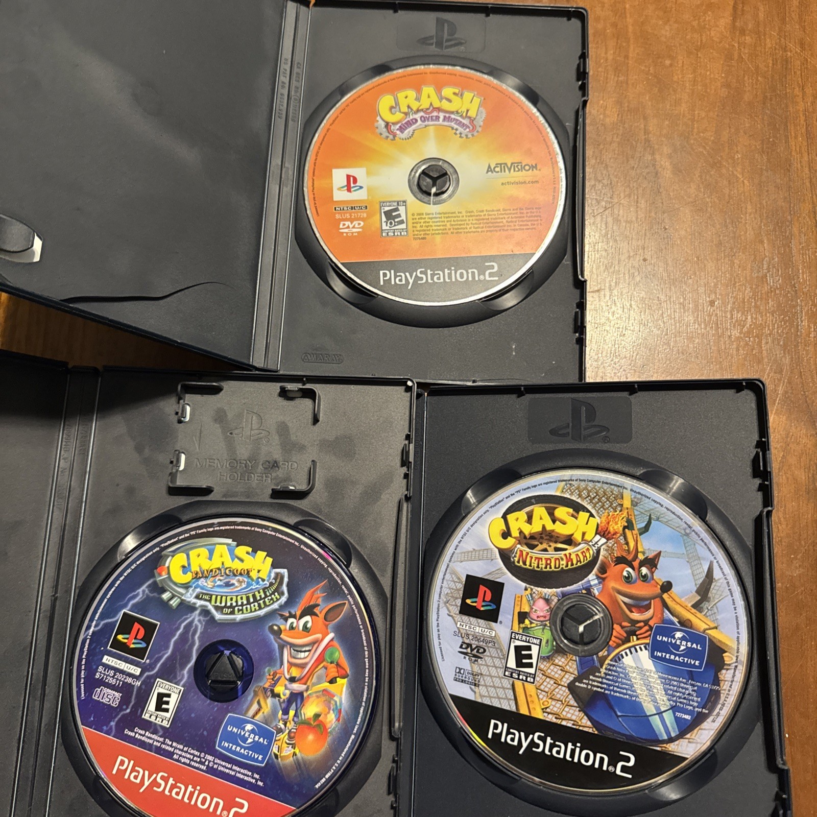 Crash 3 Game PS2 Bundle Mind Over Mutant + Tag Team Racing + Nitro Kart Lot