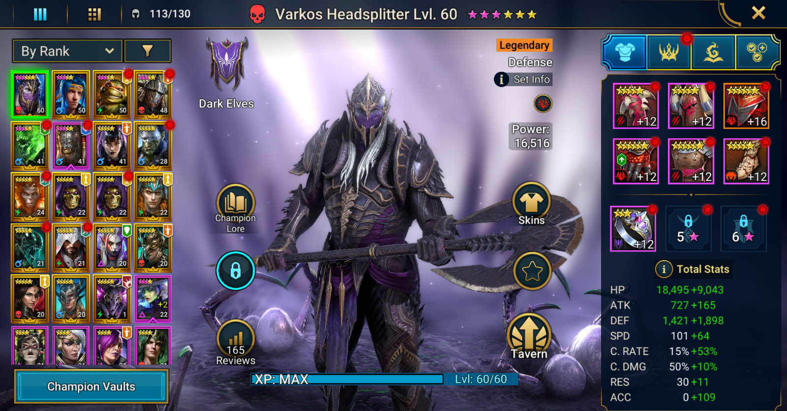 Raid Shadow Legends | Varkos Starter Account : 22 Legendary / 55 Epics