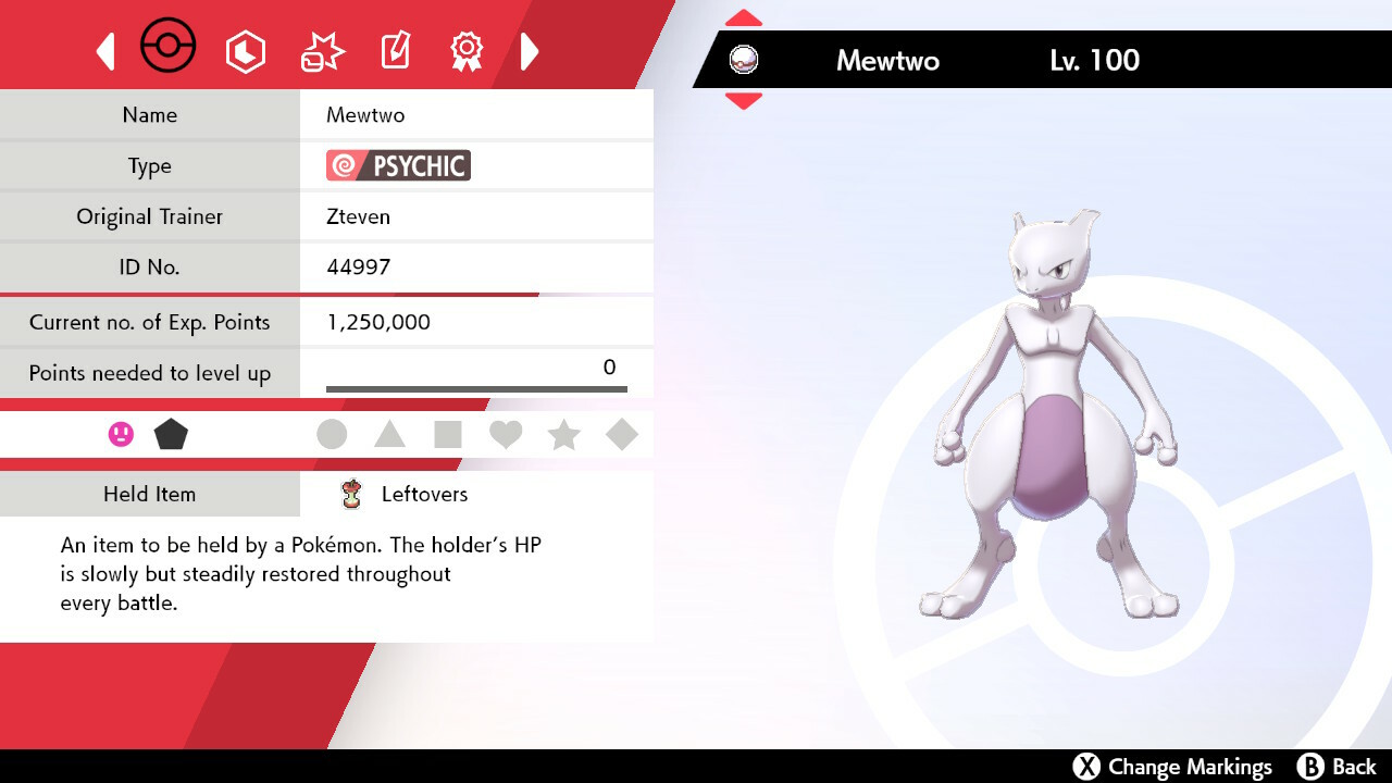 Pokemon Sword/Shield 6IV MEWTWO w/ Leftovers (Timid Nature)