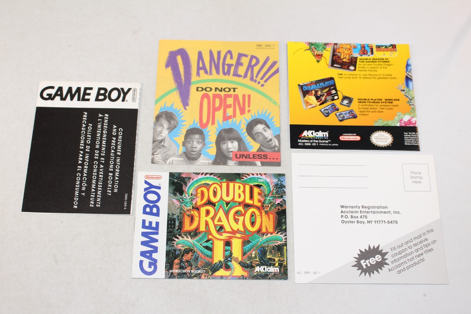 Double Dragon II Nintendo Game Boy Complete CIB! NEAR MINT w/ RARE REG & POSTER!