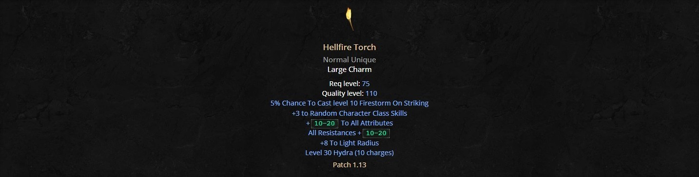 Warlock Torch Hellfire Torch Diablo 2 Resurrected D2R ROTW PC Nonladder