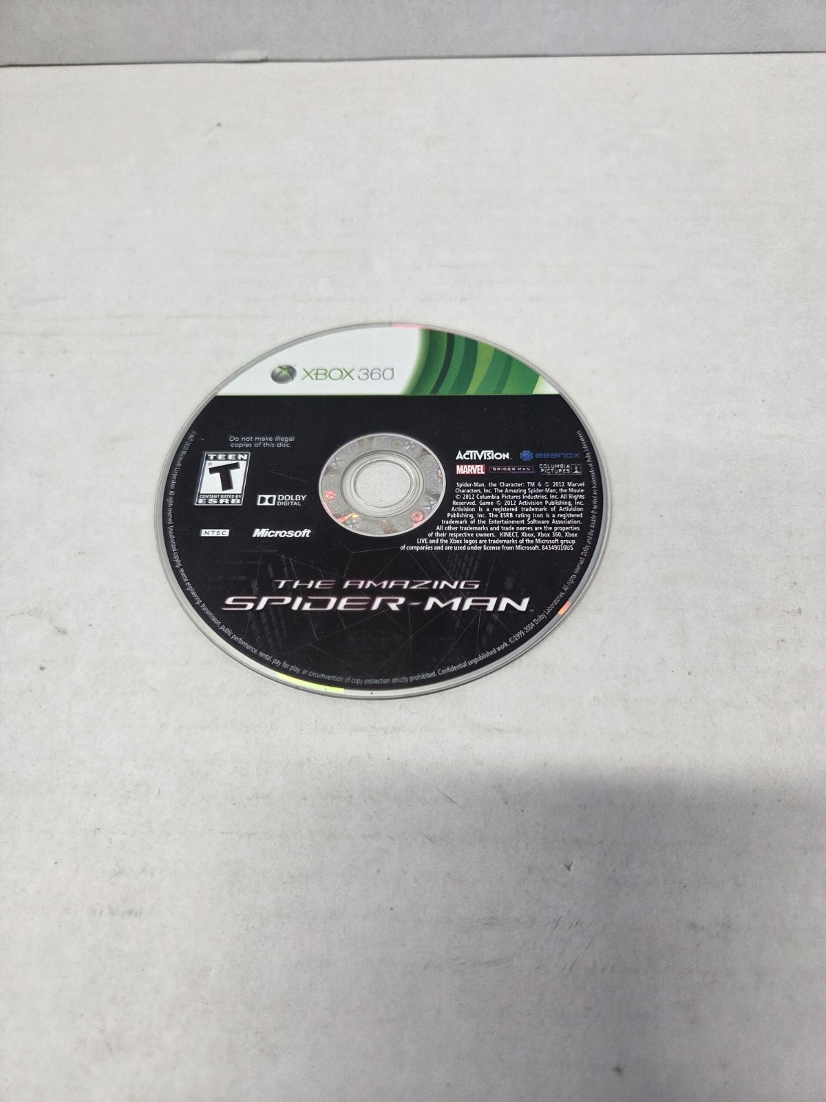 The Amazing Spider-Man Microsoft Xbox 360 Disc Only Untested