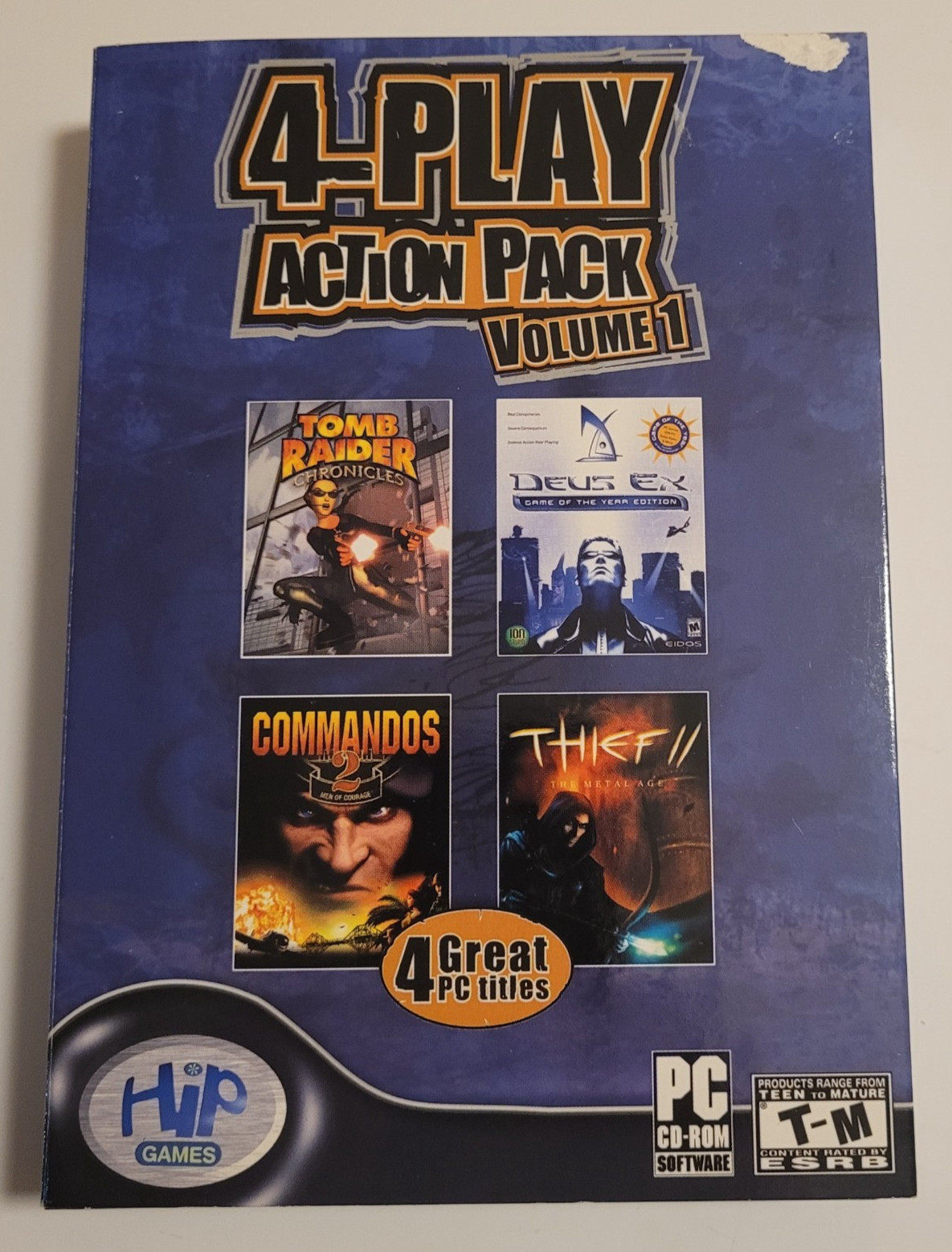 4-Play Action Pack Volume Deus EX Thief II Commandos 2 Tomb Raider Win 98 SE ME