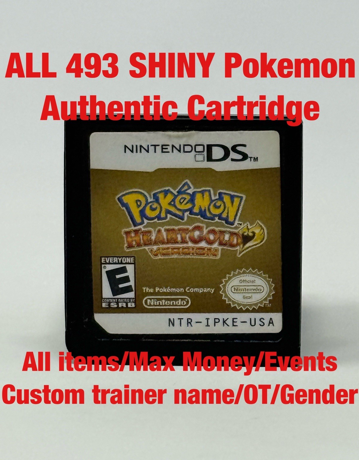 Unlocked Authentic Pokemon HeartGold Nintendo DS – All 493 Shiny Pokemon | Items