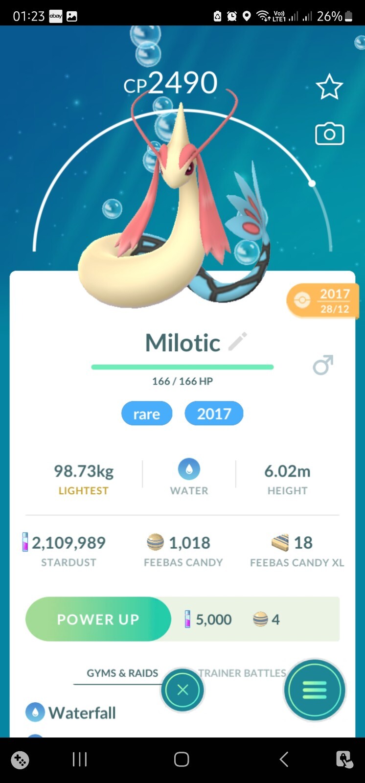 Milotic ( Caught In 2017 ) Pokemon Tr@de Go
