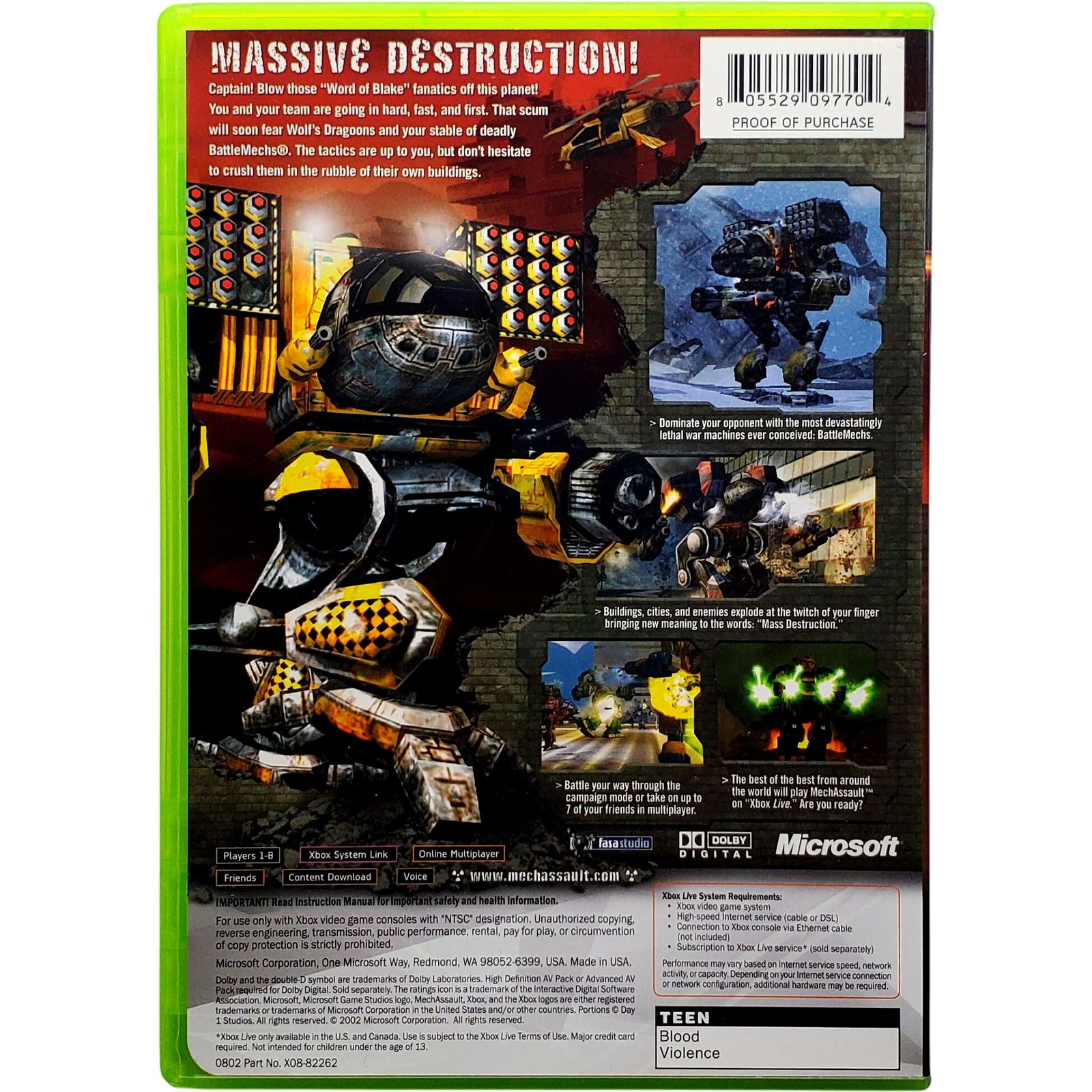 MechAssault – Microsoft Xbox Pristine Tested Authentic 180 Day Guarantee