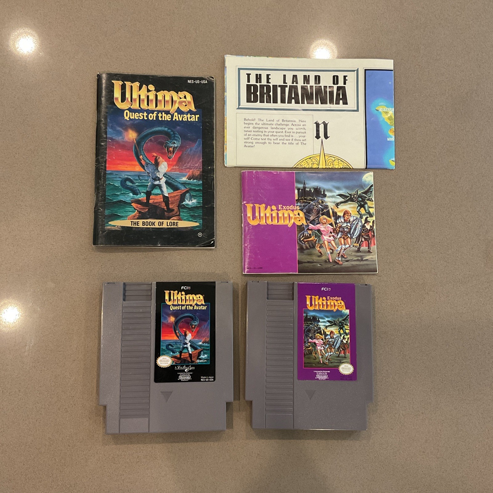 Ultima: Quest of the Avatar Exodus Lot Manuals Map Book Of Lore NES Authentic