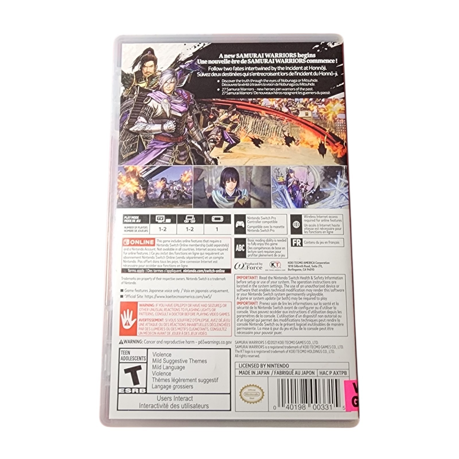 Samurai Warriors 5 Nintendo Switch Video Game Used Free Shipping