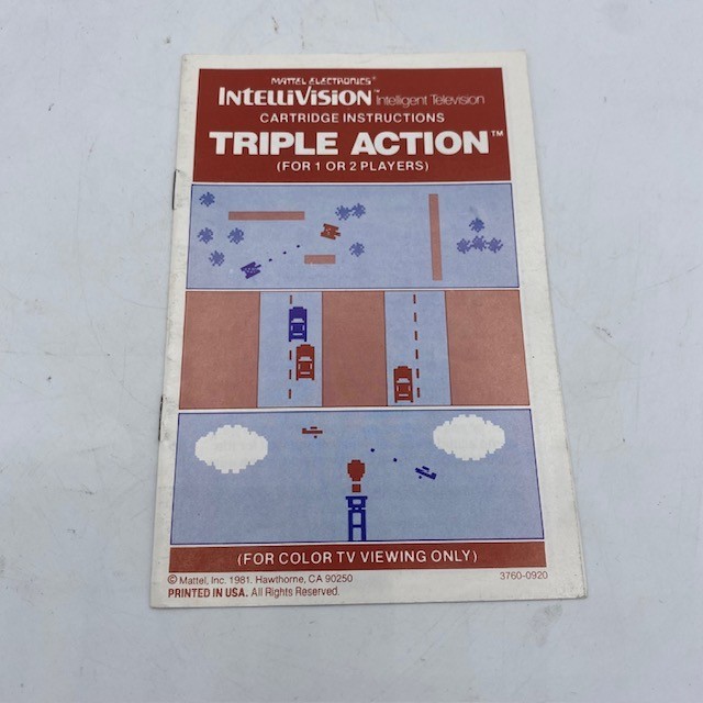 Intellivision Triple Action With 2 Overlays And Manual