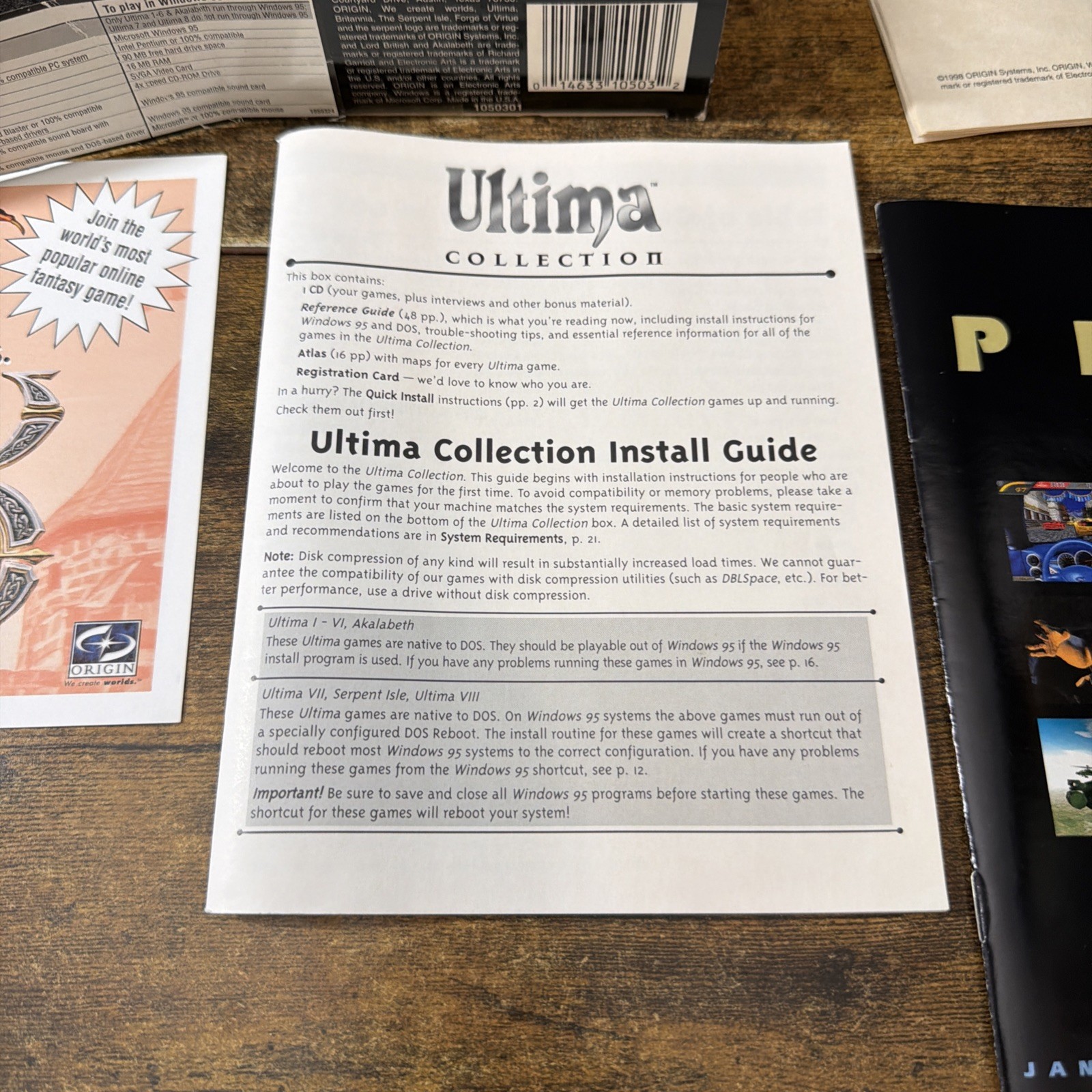 Ultima Collection Big Box CD-ROM 10 Game Classic PC 1998 ORIGIN Box Inserts Only