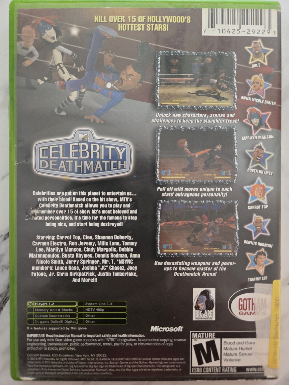 Celebrity Deathmatch Xbox Complete Game CIB