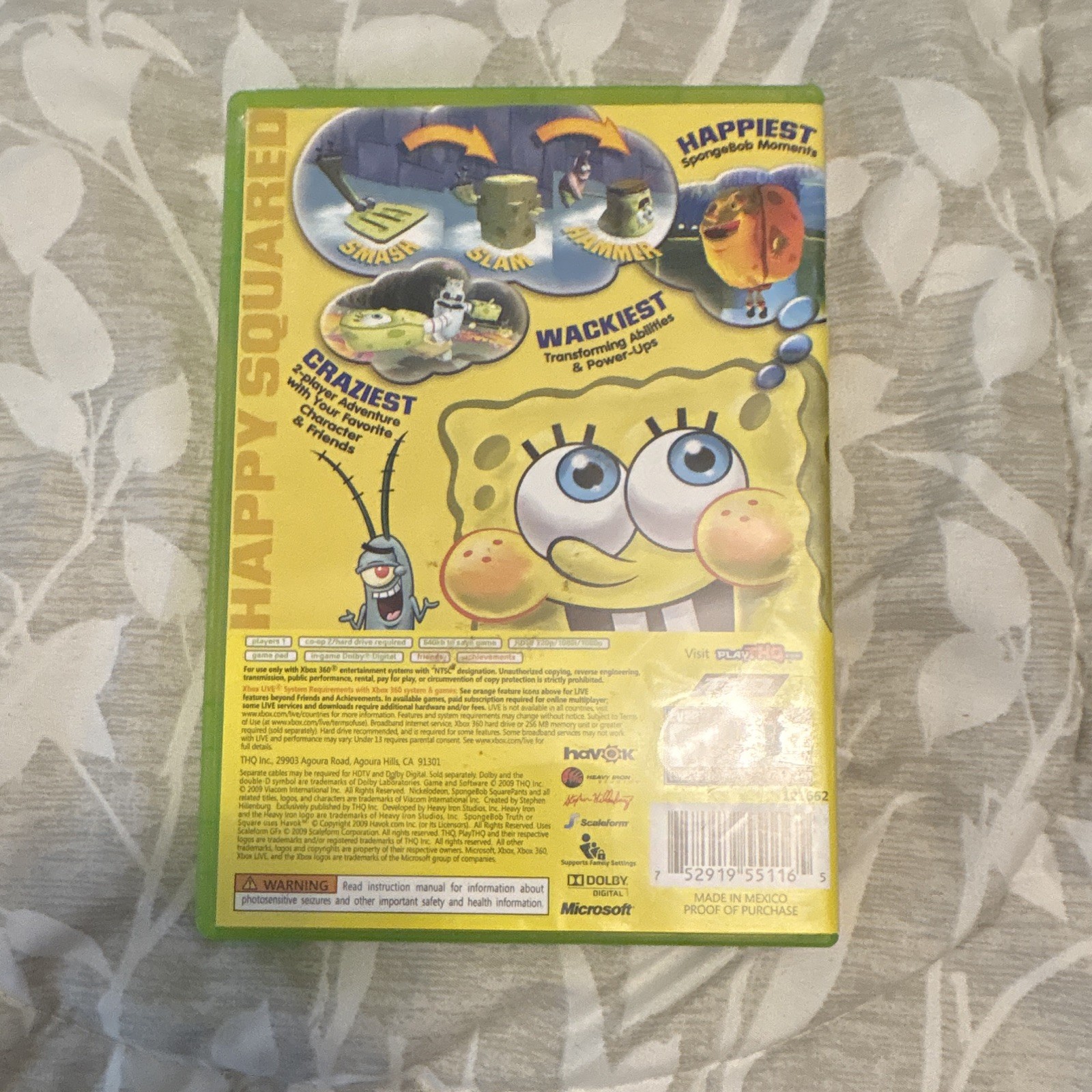 THQ SpongeBob’s Truth or Square Microsoft Xbox 360 E NTSC-U/C 2009 w/ Manual