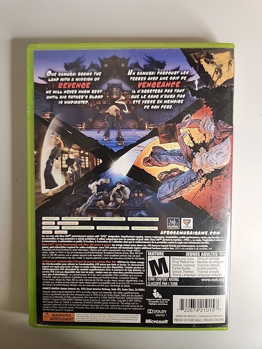 Afro Samurai (Microsoft Xbox 360, 2009) Complete in Box