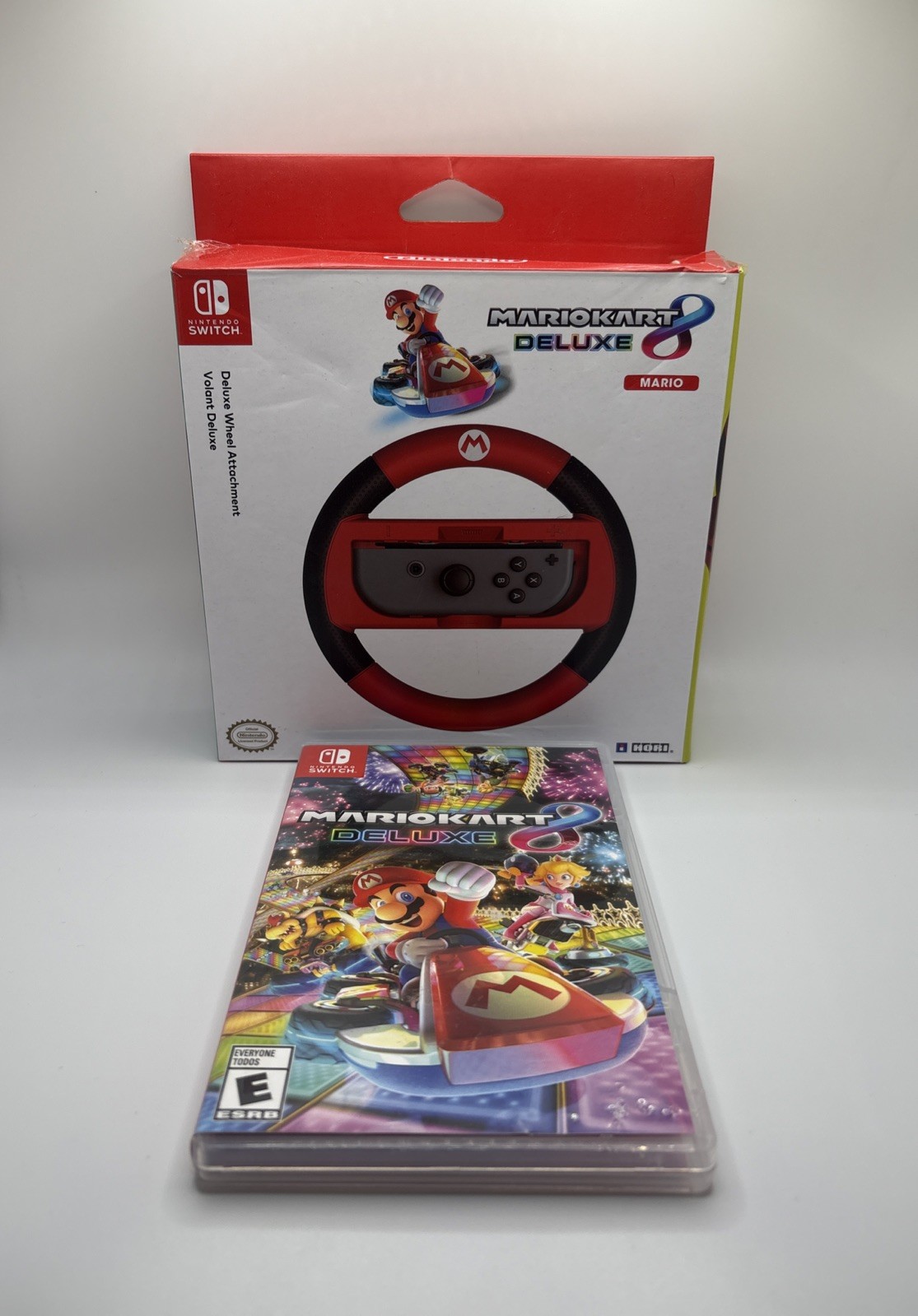 Mario Kart 8 Deluxe Edition W/ Wheel Attachment CIB Nintendo Switch Complete