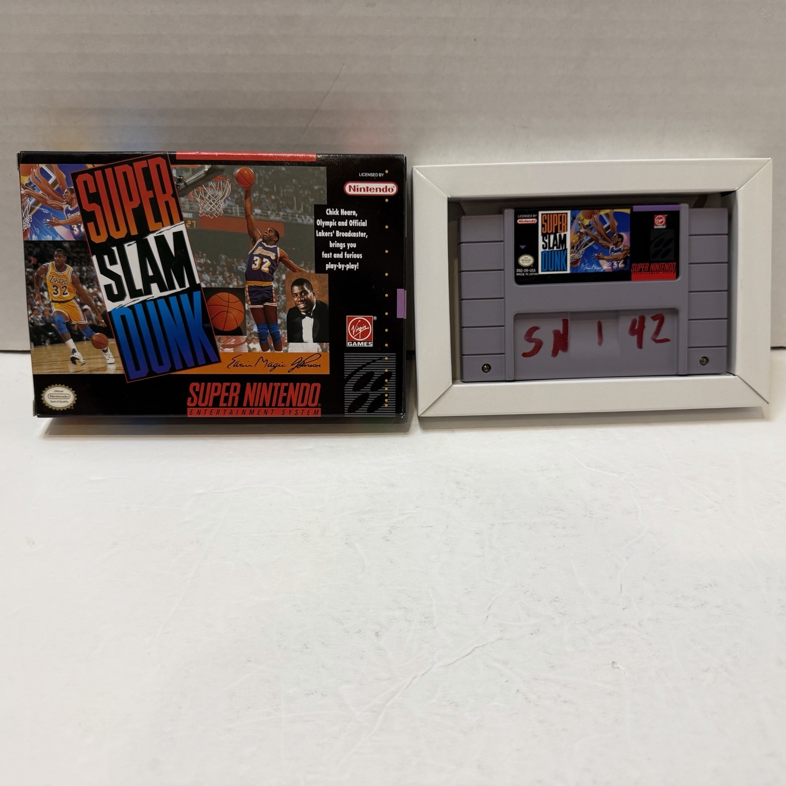 Super Slam Dunk (Super Nintendo Entertainment System, 1993) Game And Box Tested!