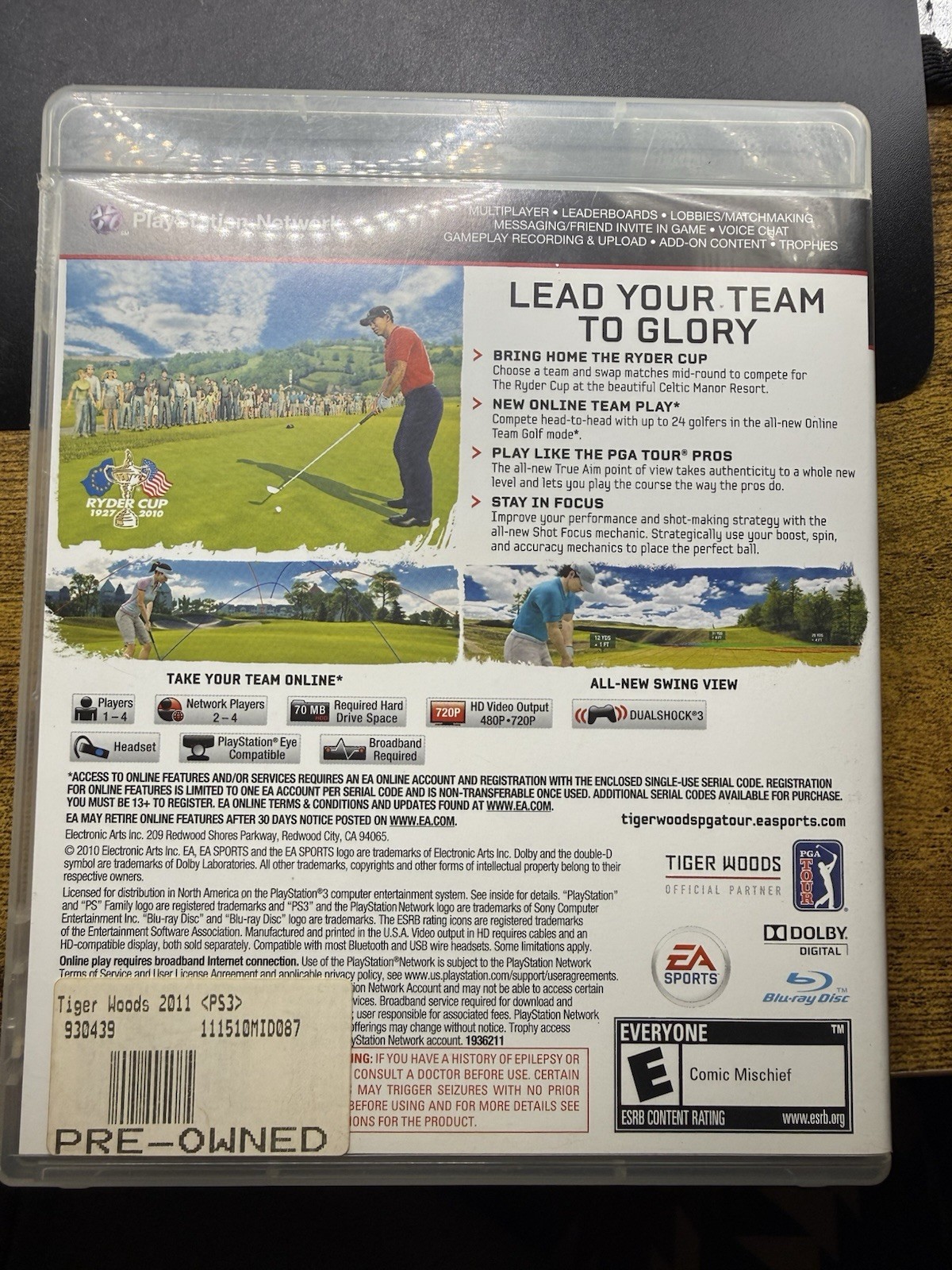 EA Sports Tiger Woods PGA Tour 11 PS3 E 2010 Golf NTSC-U/C Online MP