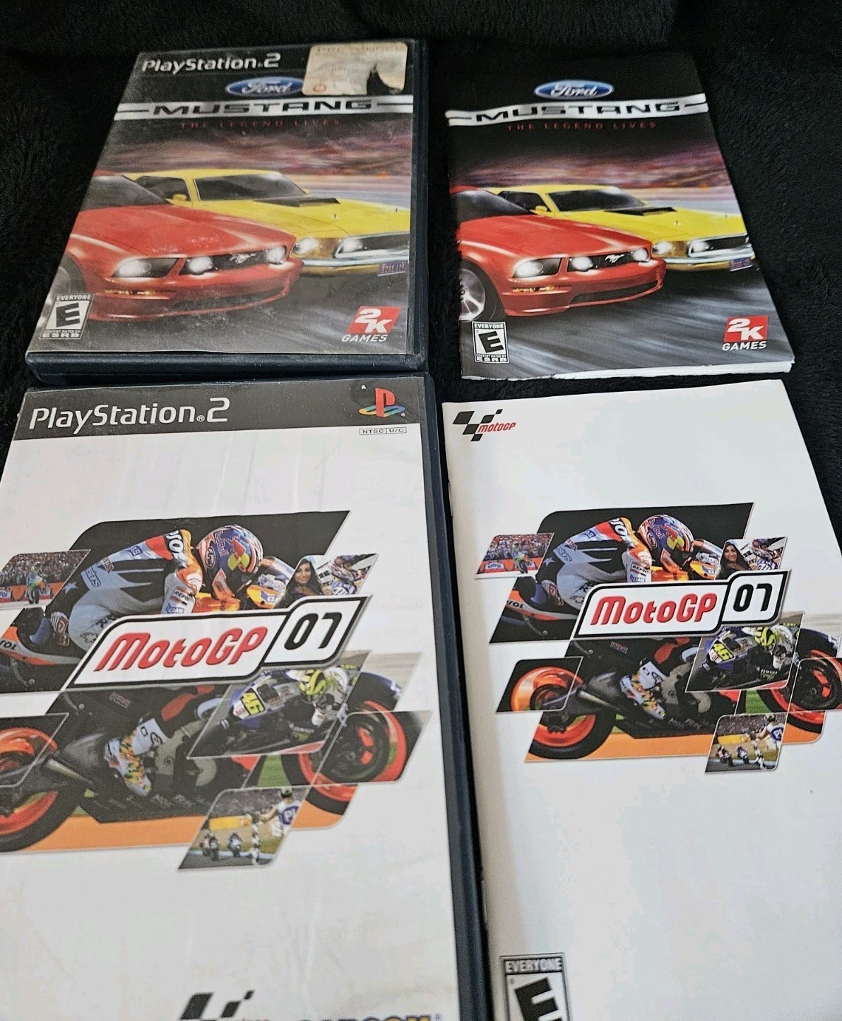 Lot of 2 PS2 CIB Ford Mustang + MotoGP 07 Black Label TESTED Excellent W/Manuals