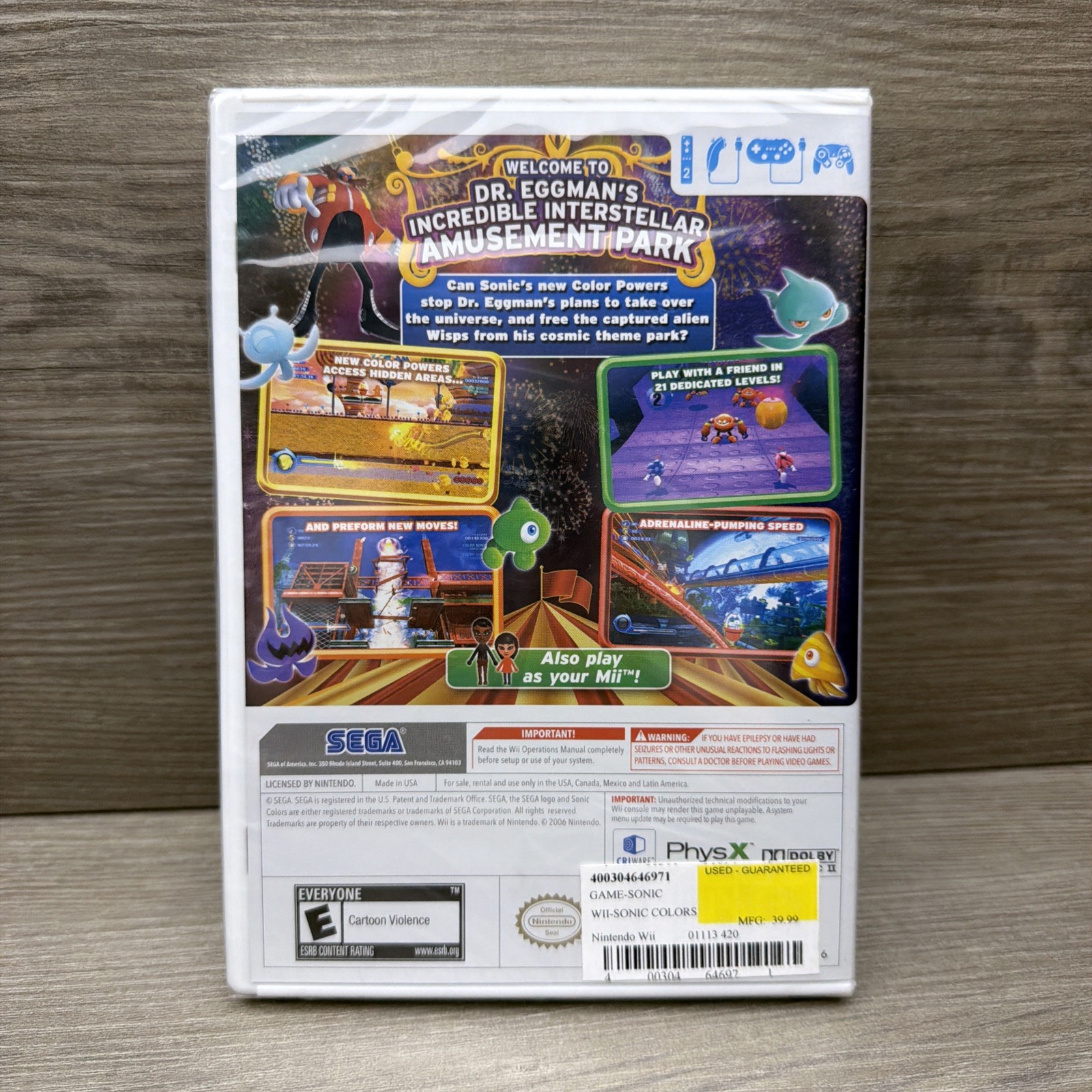 SEGA Sonic Colors Nintendo Wii NTSC-U/C Sonic the Hedgehog Series Brand New