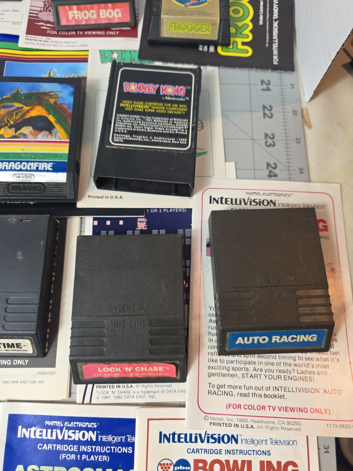 Lot Of 27 Intellivision Game Cartridges Most Manuals Donkey Kong Truckin Frogger