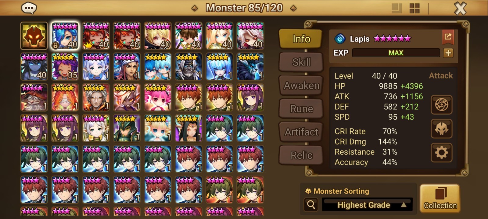 Summoners War Europe Account 3LD5 Lora+Nyx+Maya+Frienen colab mons. EU