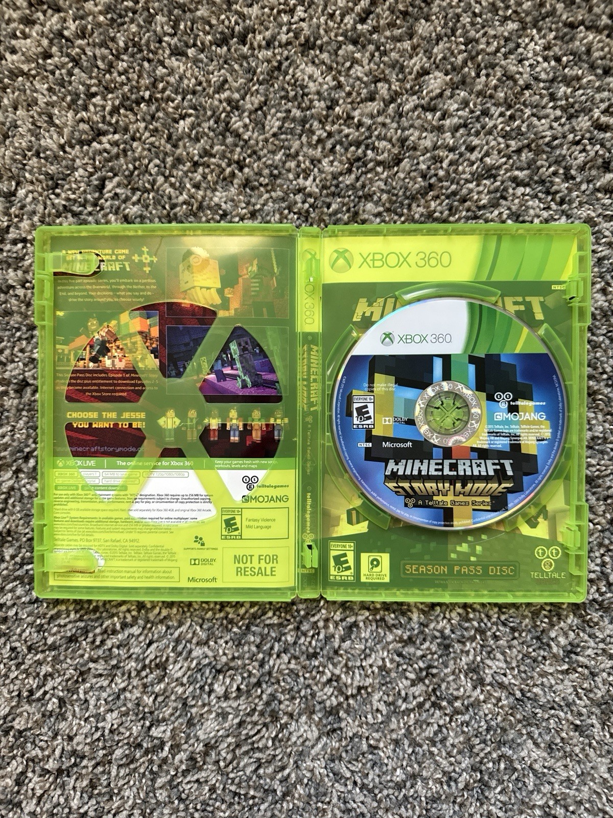 Minecraft Story Mode Season Pass Disc Xbox 360 Tested Working Telltale Mojang