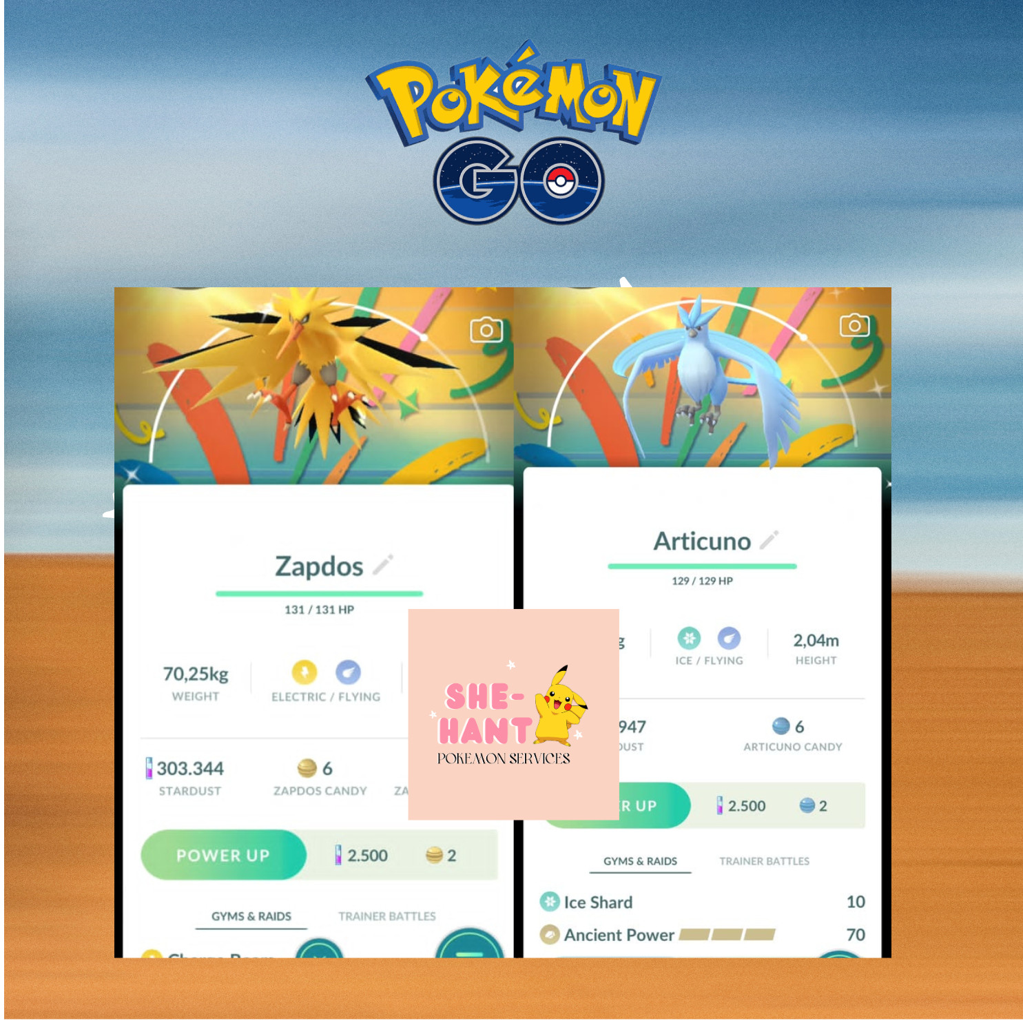 Shiny Articuno❖❖Zapdos Delightful Days Background 2025-P❖T❖C or TRADE 20k