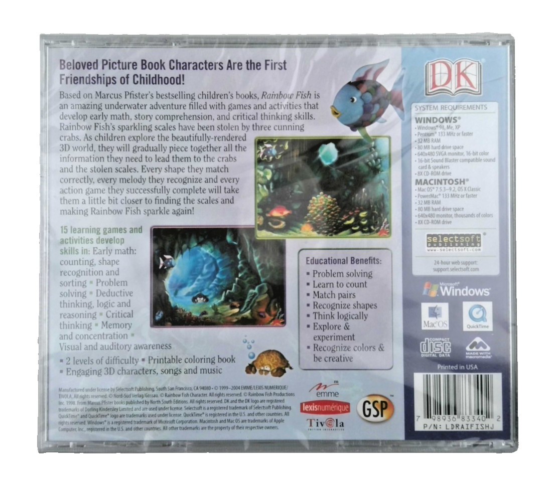 DK Rainbow Fish Computer Learning Game Age 3-7 PC Windows/MAC