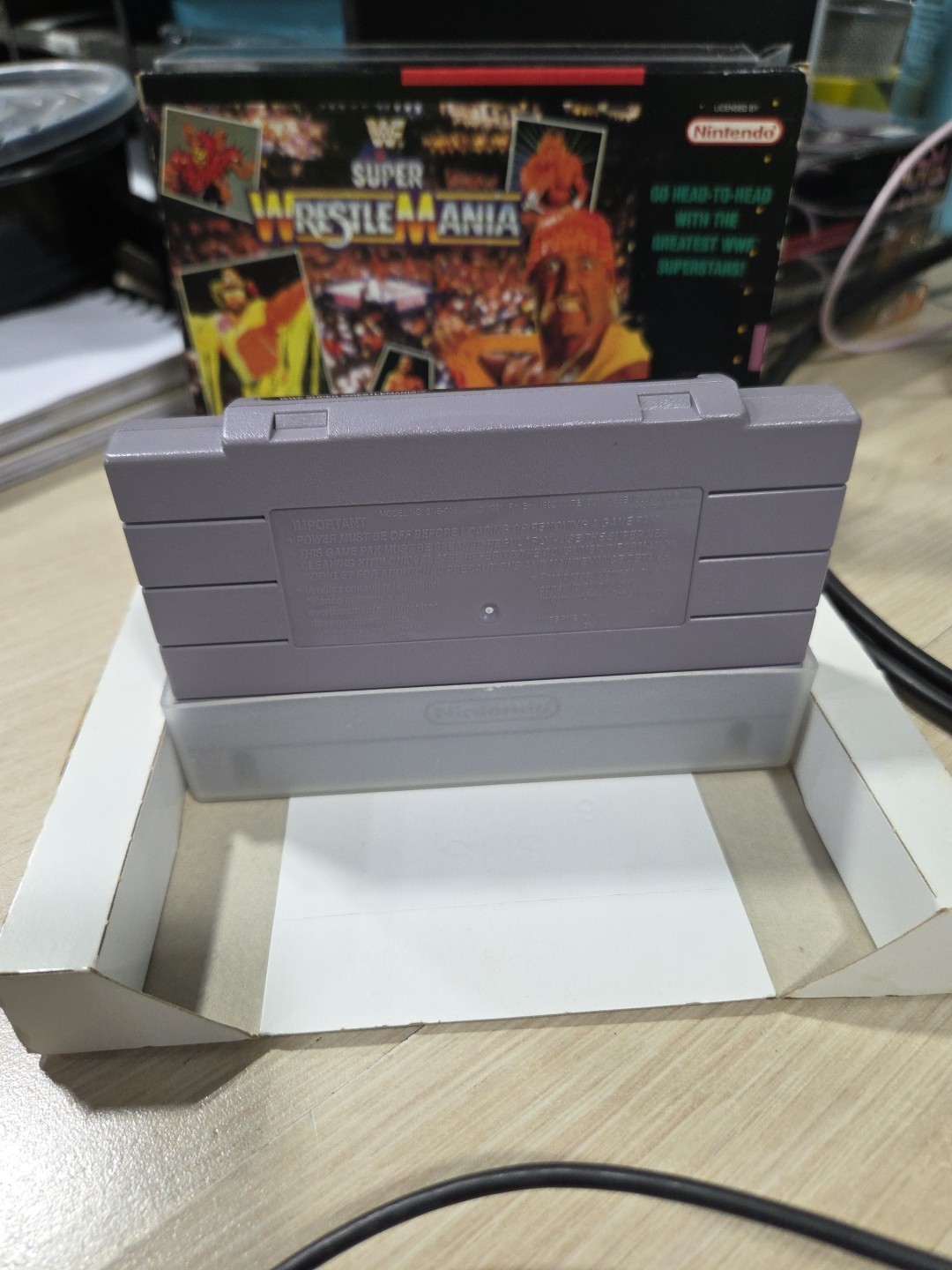 WWF Super Wrestlemania (SNES, 1992) Game And Box