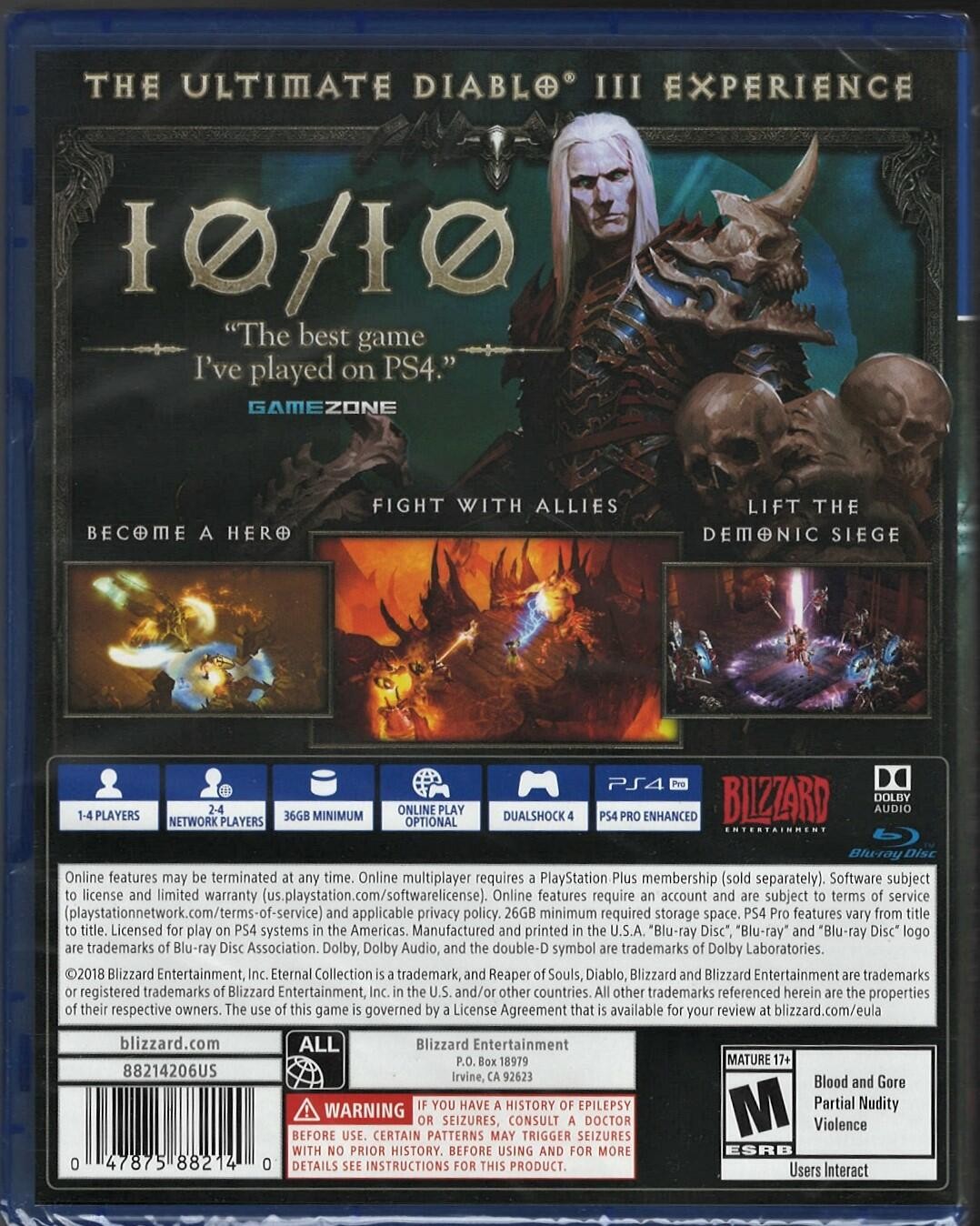 Diablo III Eternal Collection PS4 (Brand New Factory Sealed US Version) PlayStat