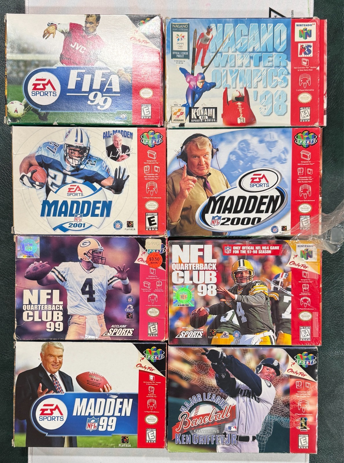 8 N64 Sports Game Lot – Fifa, Madden, Quarterback Club, Nagano – Boxes, Manuals