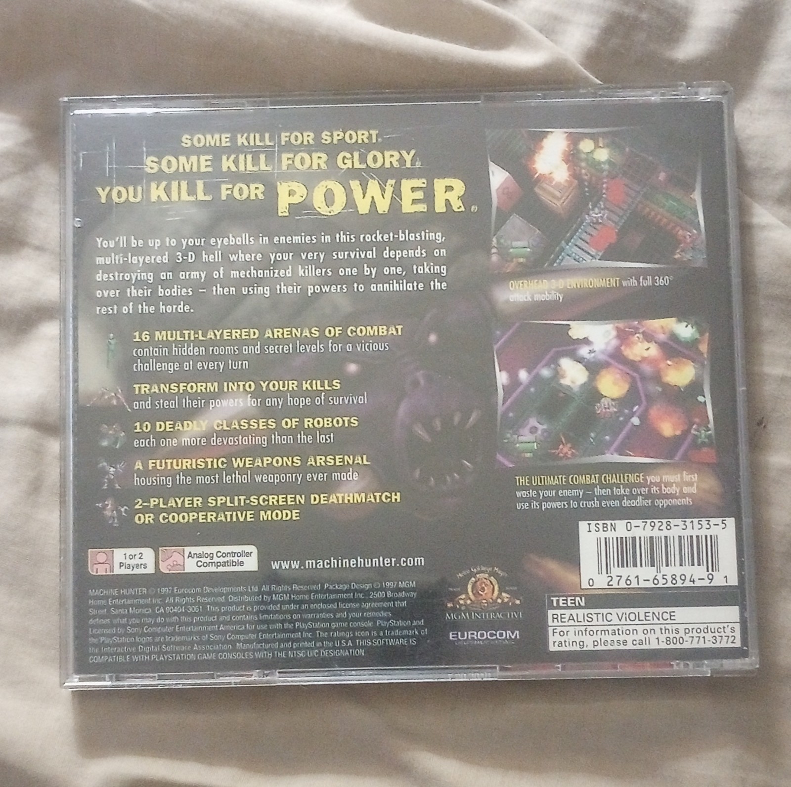 MGM Interactive Machine Hunter PlayStation 1 Shooter Manual NTSC-U/C