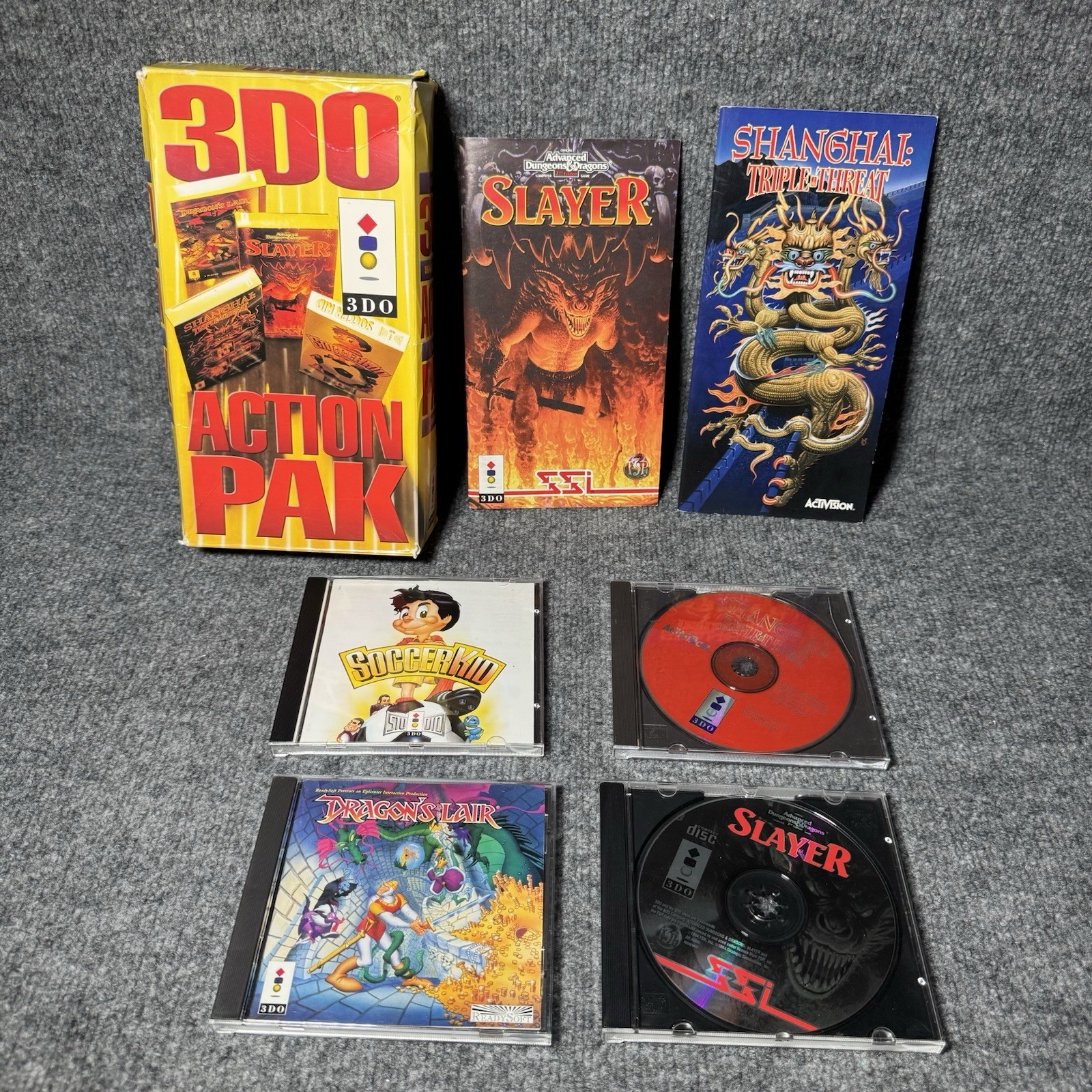 Panasonic 3DO Action Pak Dragon’s Lair, AD&D Slayer, GEXW/ Manuals * Nice Shape