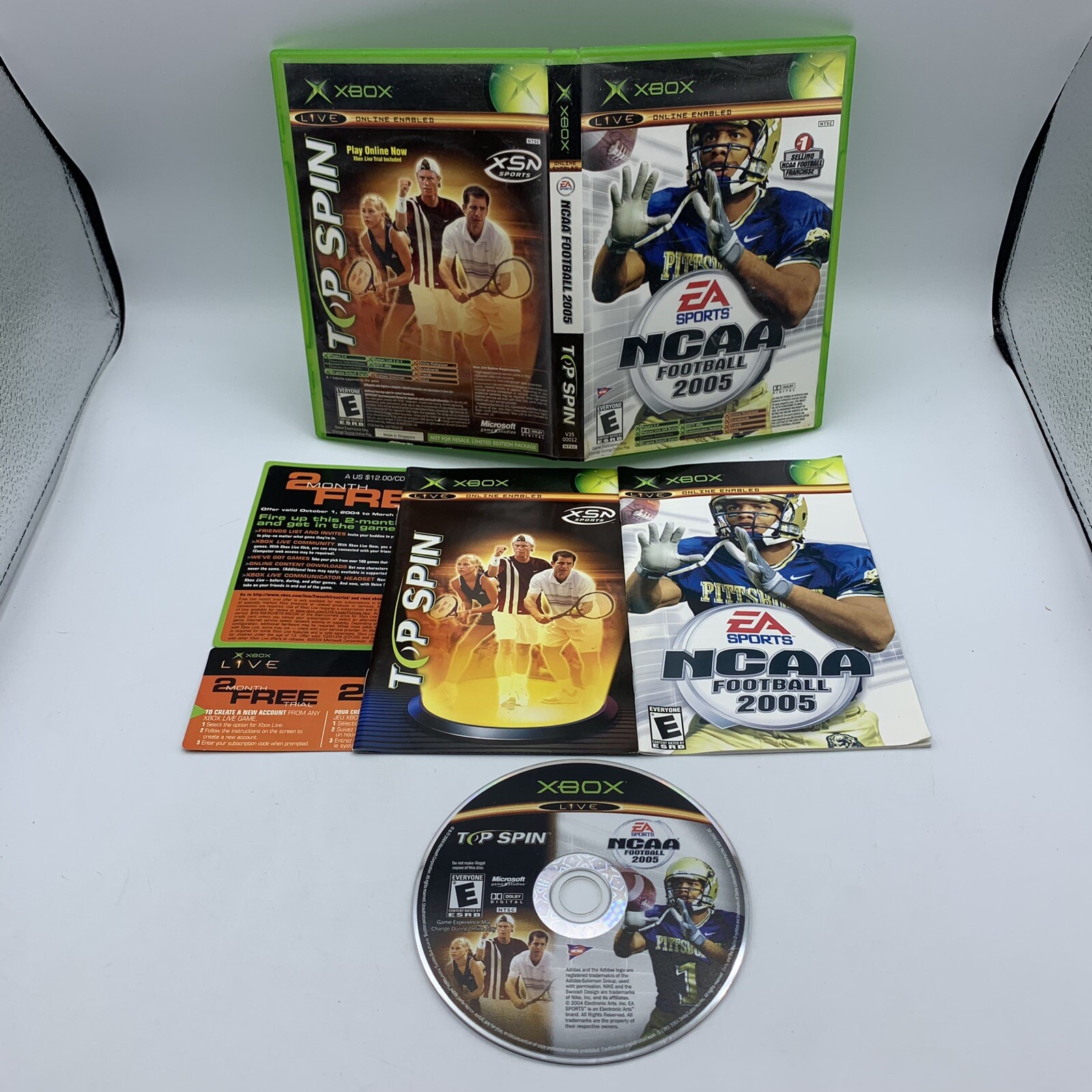 NCAA Football 2005/Top Spin, Fight Night 3, NBA Live 2002, World Series (XBOX)
