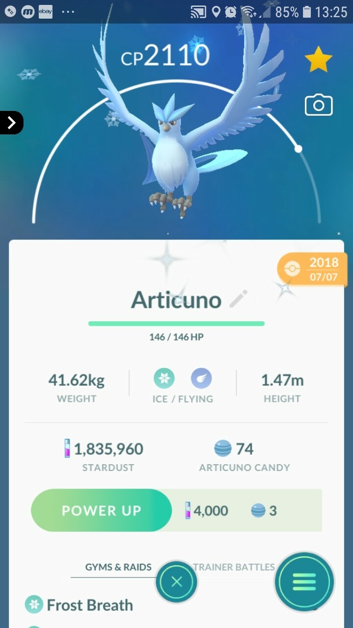 Shiny Articuno Pokemon Tr@de Go