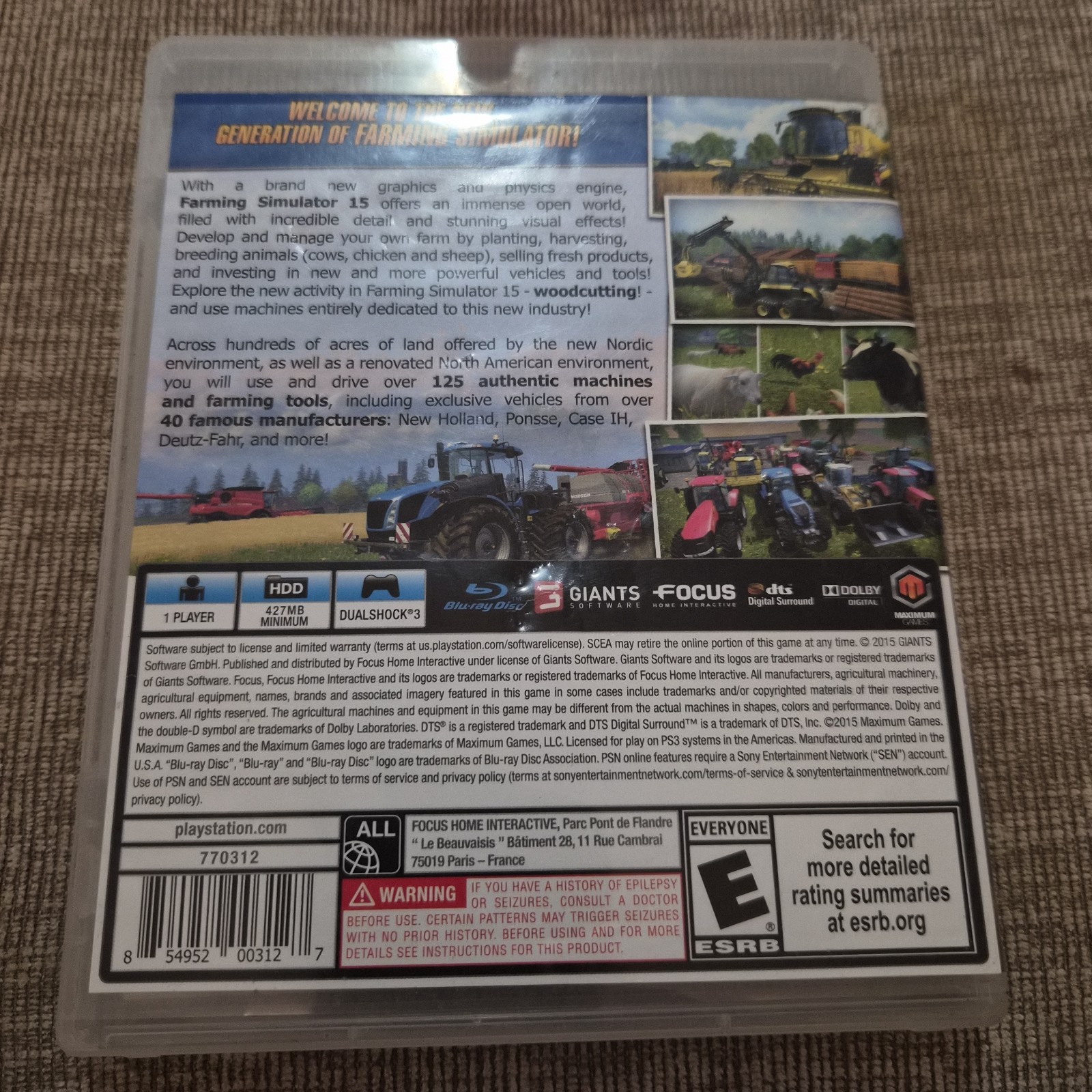 Farming Simulator 15 (Sony PlayStation 3, 2015) CIB READY TO SHIP