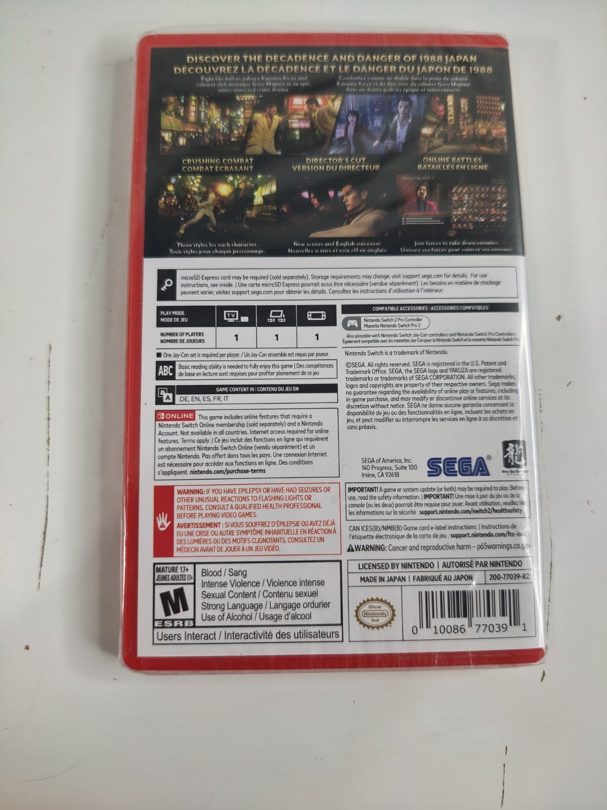 Yakuza 0 Directors Cut for Nintendo Switch 2 (Game-Key Card) – Sealed
